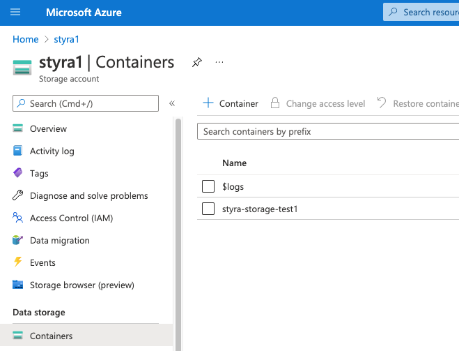 Figure 2 - Create a Container