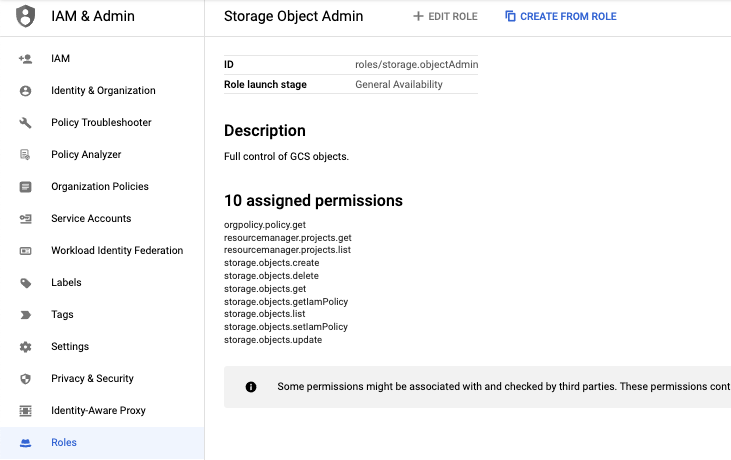 Figure 1 - Create a new Google Custom Role
