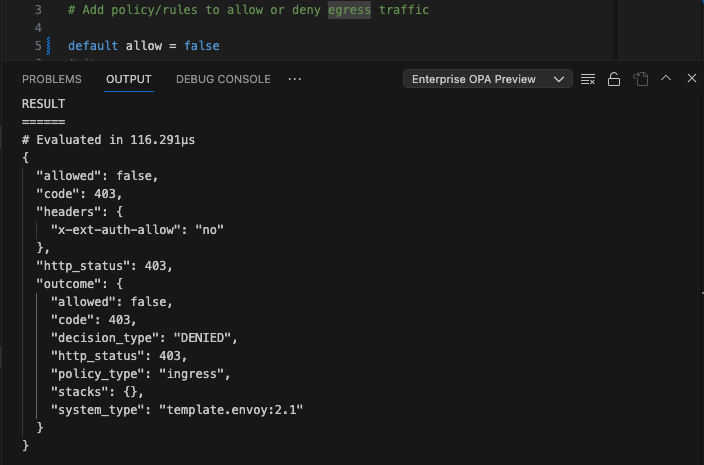 Styra VS Code Tools Enterprise OPA preview output Styra VS Code Tools Enterprise OPA preview output