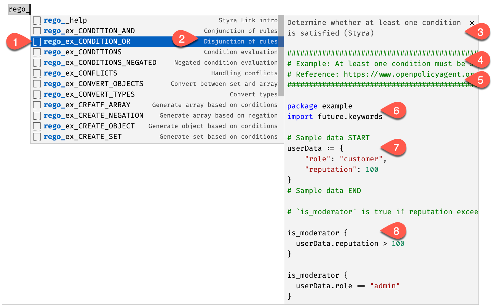 Styra VS Code Tools Snippet Descriptions Styra VS Code Tools Snippet Descriptions